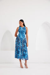 Midi Dress - Dream Safari- Aqua Blue