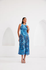 Midi Dress - Dream Safari- Aqua Blue
