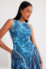 Midi Dress - Dream Safari- Aqua Blue
