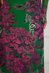 High-Low Dress – Dreamscape Safari- Green/Pink