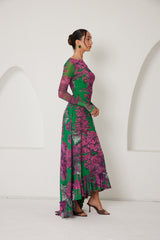 High-Low Dress – Dreamscape Safari- Green/Pink