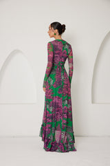 High-Low Dress – Dreamscape Safari- Green/Pink