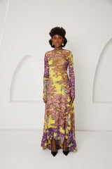 High-Low Dress – Dreamscape Safari- Yellow/Pink