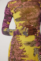 High-Low Dress – Dreamscape Safari- Yellow/Pink