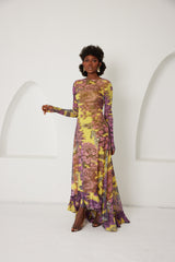 High-Low Dress – Dreamscape Safari- Yellow/Pink