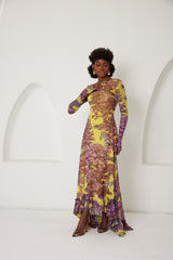 High-Low Dress – Dreamscape Safari- Yellow/Pink