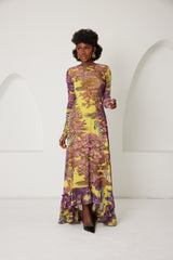 High-Low Dress – Dreamscape Safari- Yellow/Pink