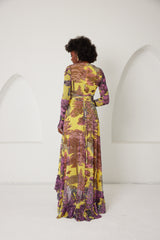 High-Low Dress – Dreamscape Safari- Yellow/Pink