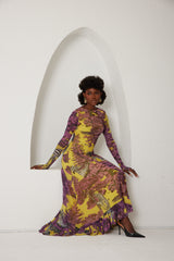 High-Low Dress – Dreamscape Safari- Yellow/Pink