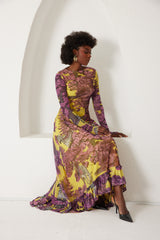 High-Low Dress – Dreamscape Safari- Yellow/Pink