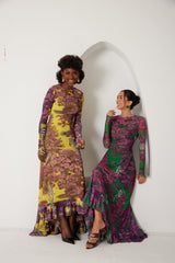 High-Low Dress – Dreamscape Safari- Yellow/Pink