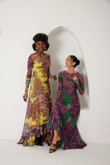 High-Low Dress – Dreamscape Safari- Yellow/Pink