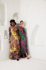 High-Low Dress – Dreamscape Safari- Yellow/Pink