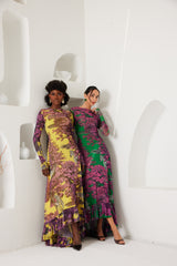 High-Low Dress – Dreamscape Safari- Yellow/Pink
