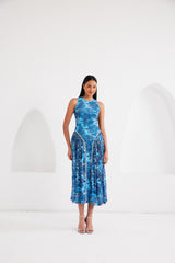 Midi Dress - Dream Safari- Aqua Blue