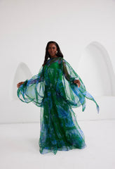 Maxi Kaftan Drop Waist - Lapis Escape Green