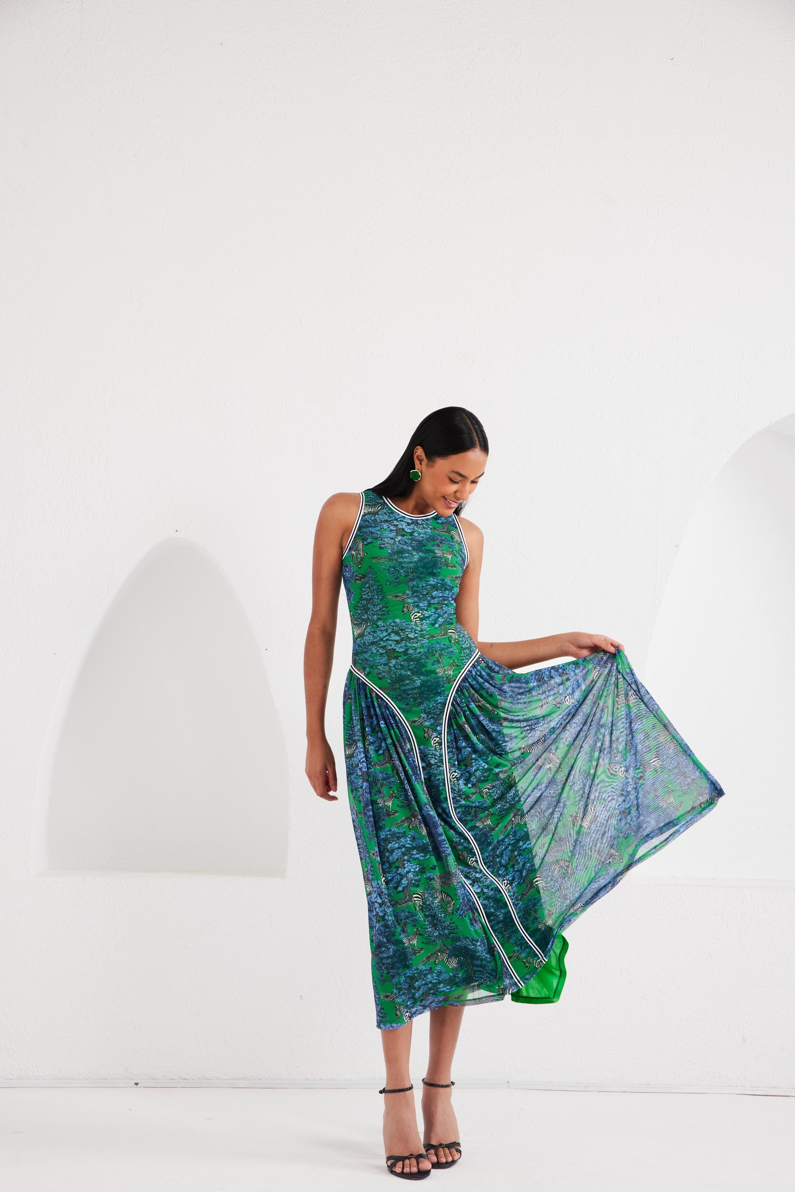 Midi Dress - Dream Safari- Green