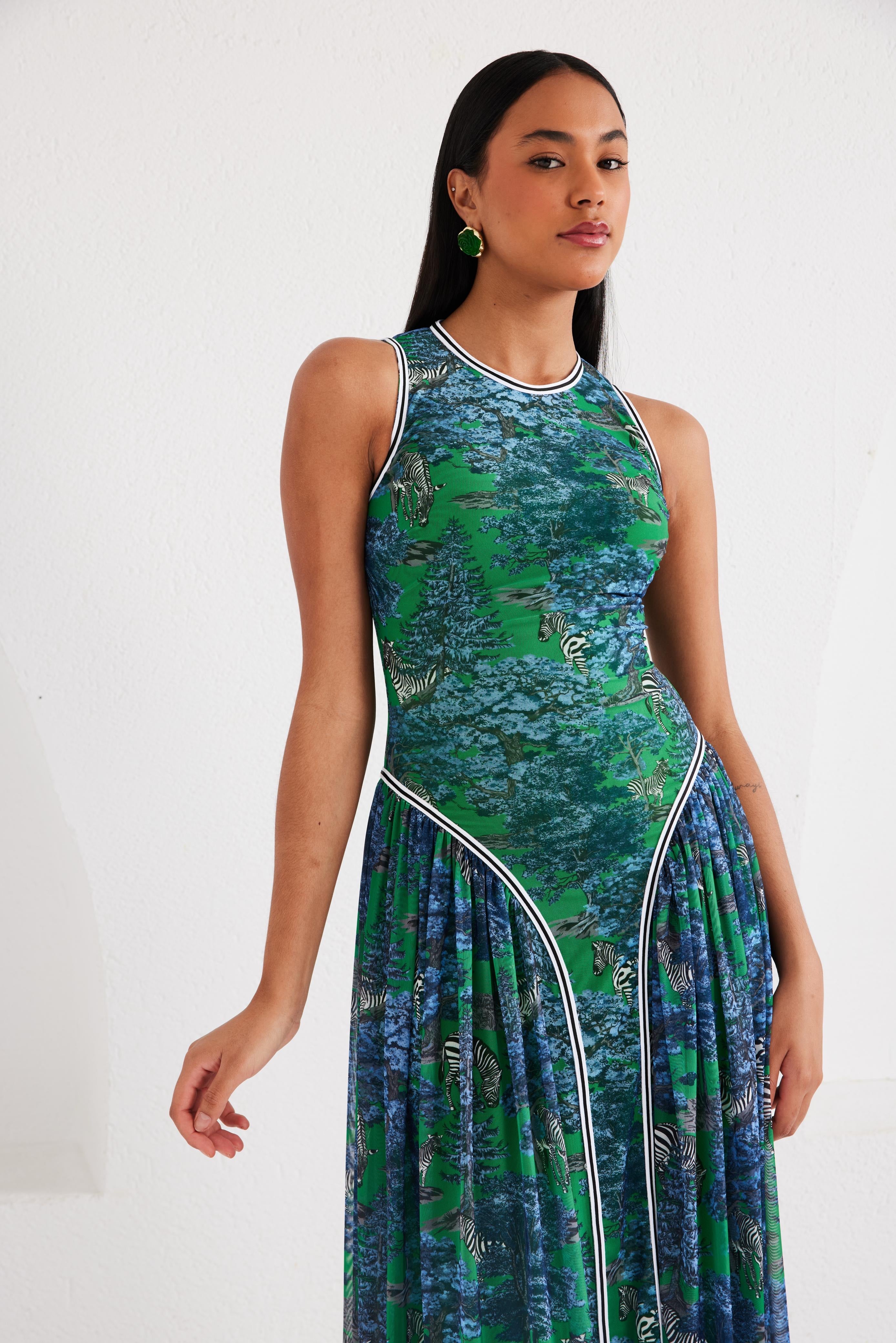 Midi Dress - Dream Safari- Green