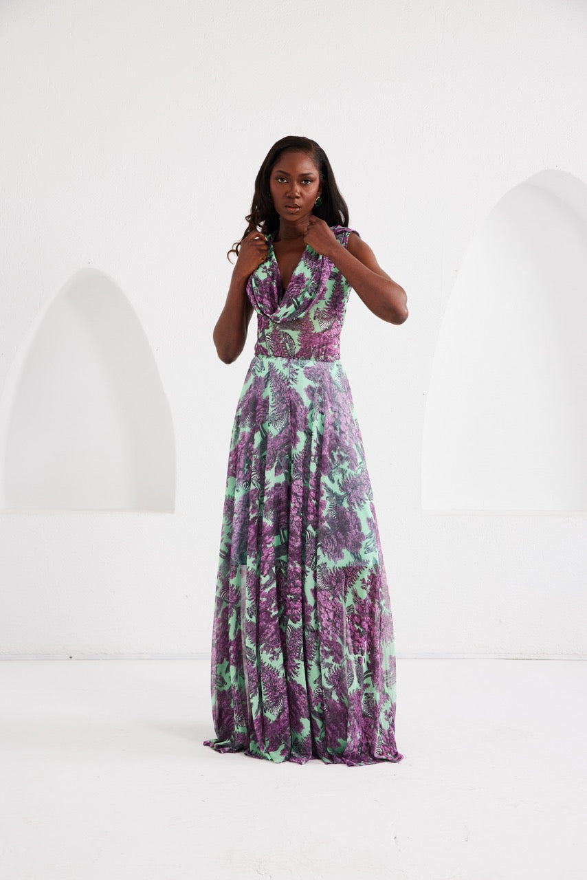 Two-Piece Palazzo Set – Afterlight Safari- Mint Green