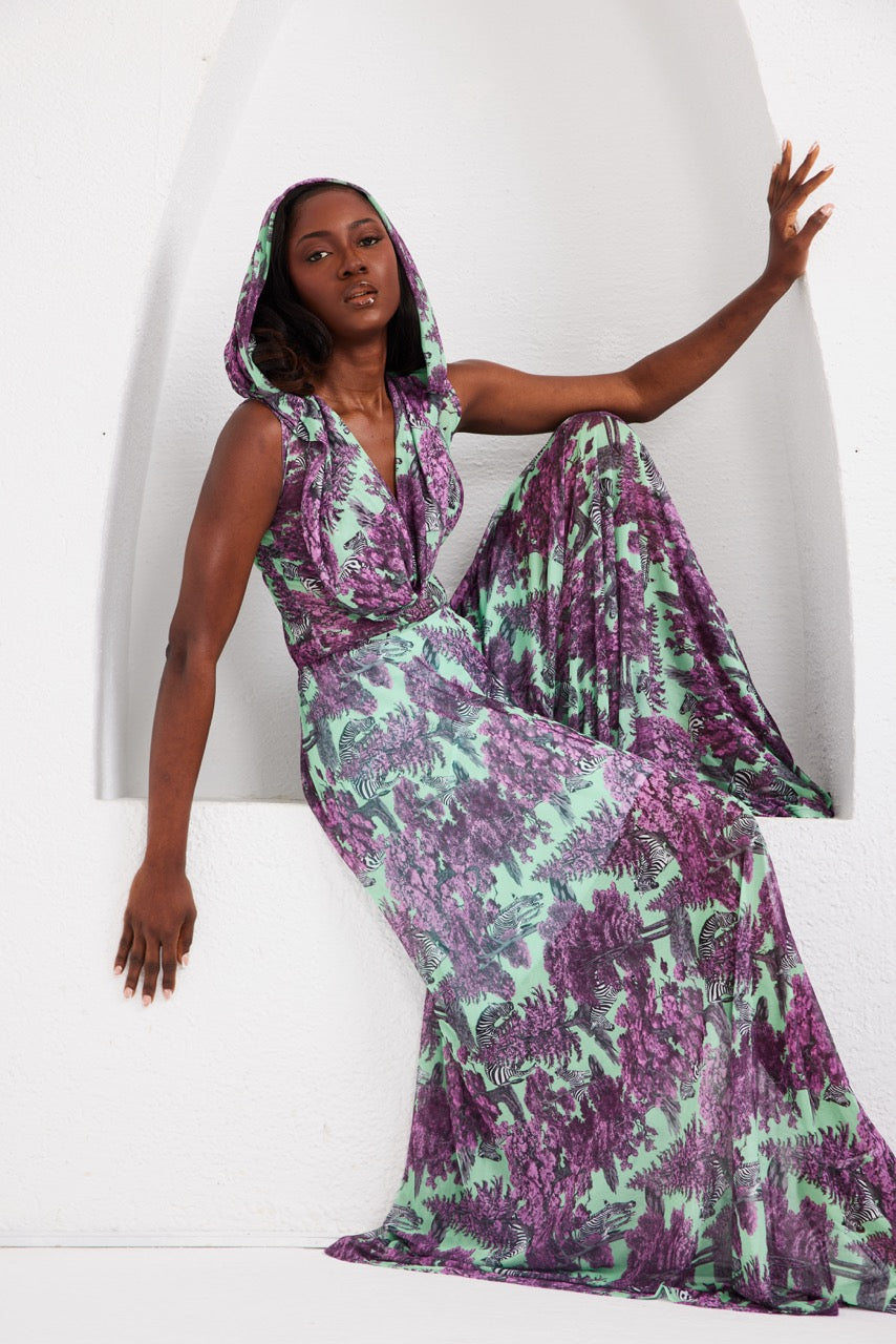 Two-Piece Palazzo Set – Afterlight Safari- Mint Green
