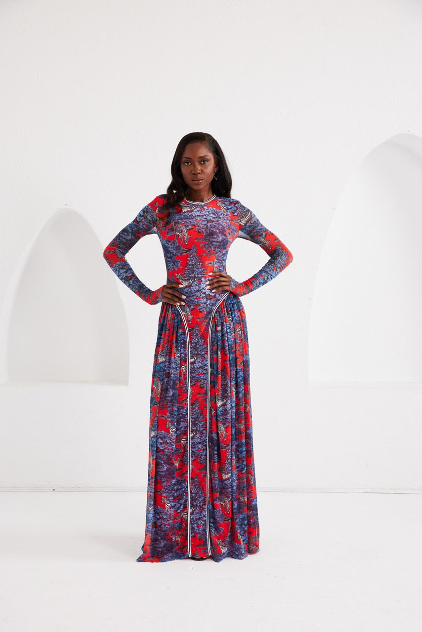 Maxi Dress - Dream Safari- Ruby Red