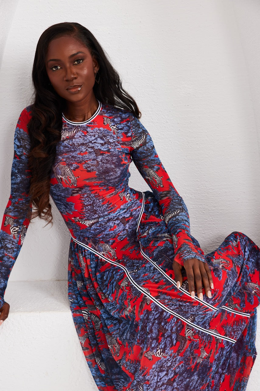 Maxi Dress - Dream Safari- Ruby Red