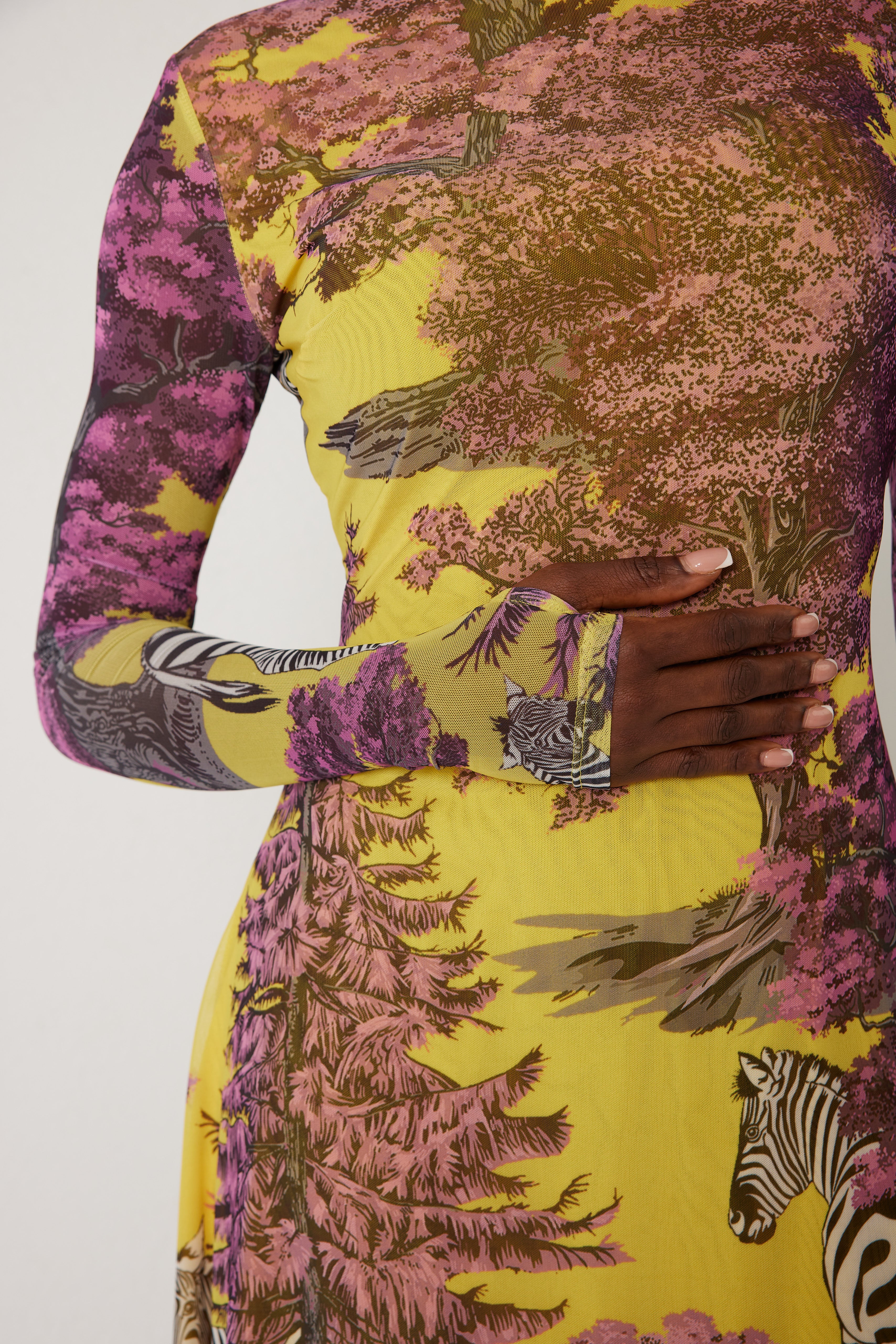 High-Low Dress – Dreamscape Safari- Yellow/Pink