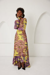 High-Low Dress – Dreamscape Safari- Yellow/Pink