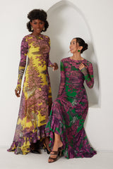 High-Low Dress – Dreamscape Safari- Green/Pink