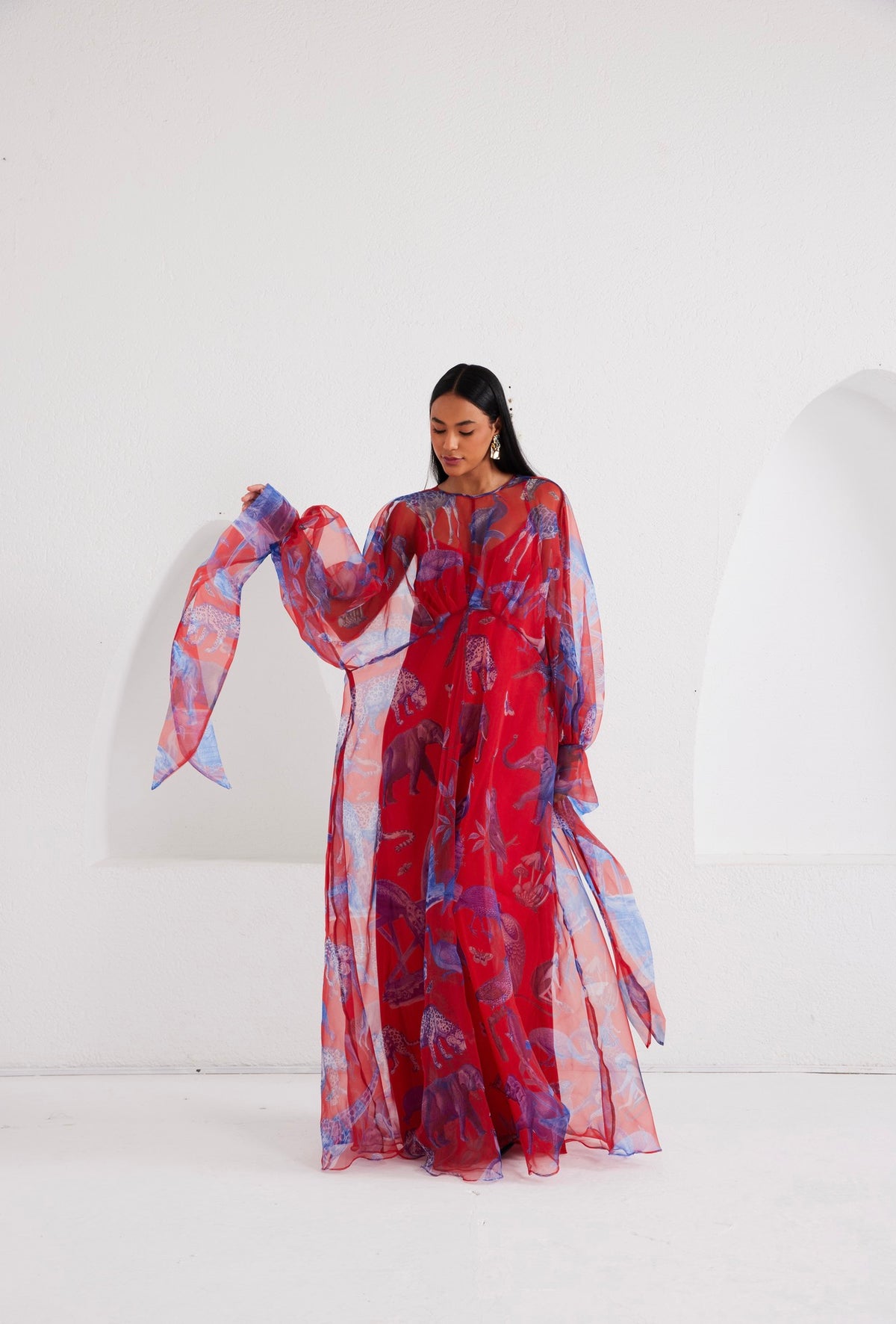 Maxi Kaftan Empire Waist - Lapis Escape Red