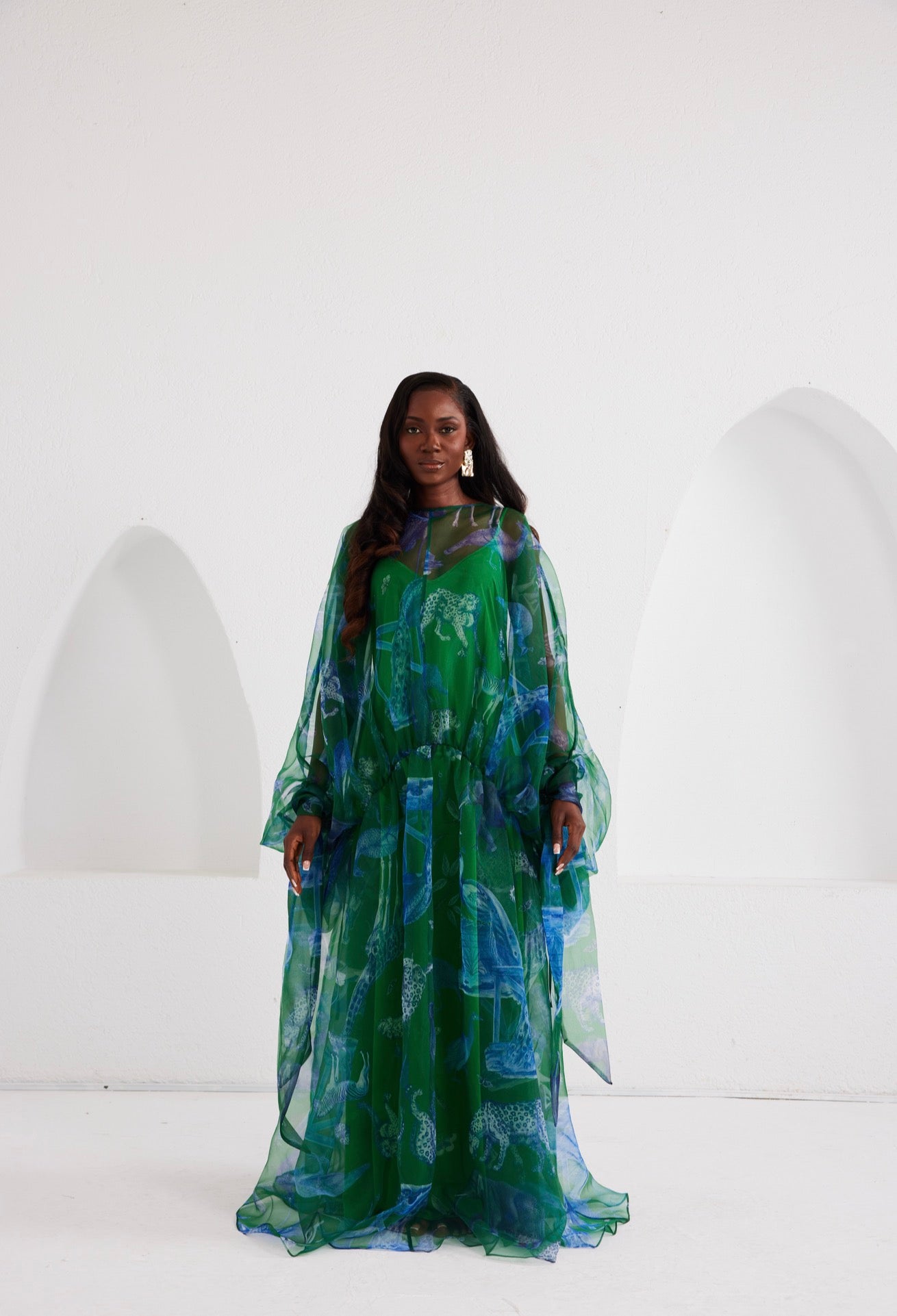 Maxi Kaftan Drop Waist - Lapis Escape Green