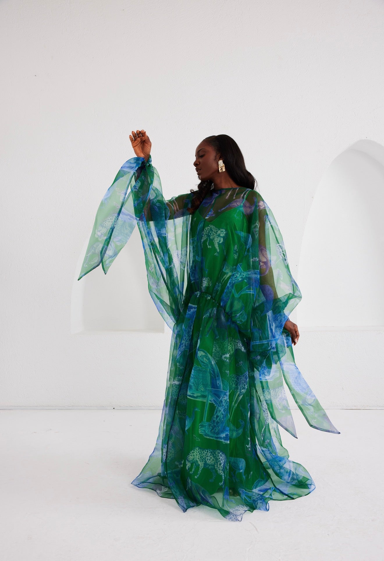 Maxi Kaftan Drop Waist - Lapis Escape Green