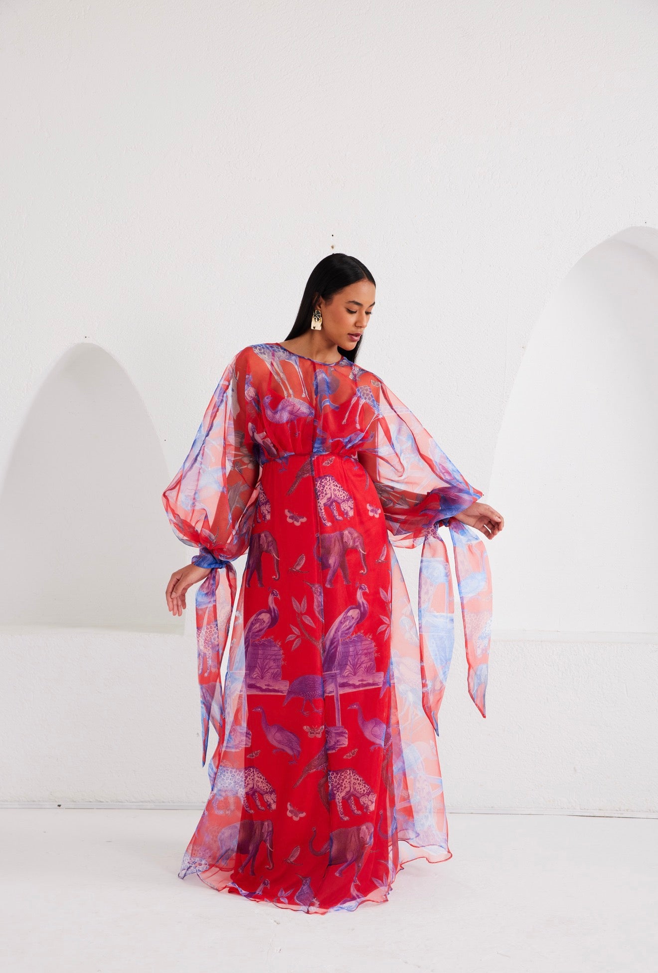 Maxi Kaftan Empire Waist - Lapis Escape Red