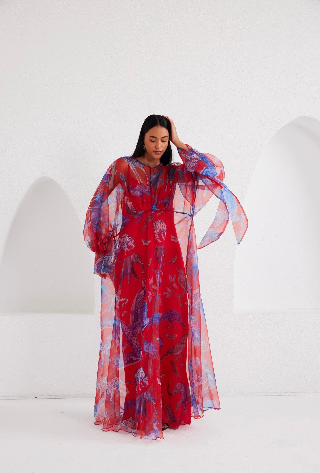 Maxi Kaftan Empire Waist - Lapis Escape Red