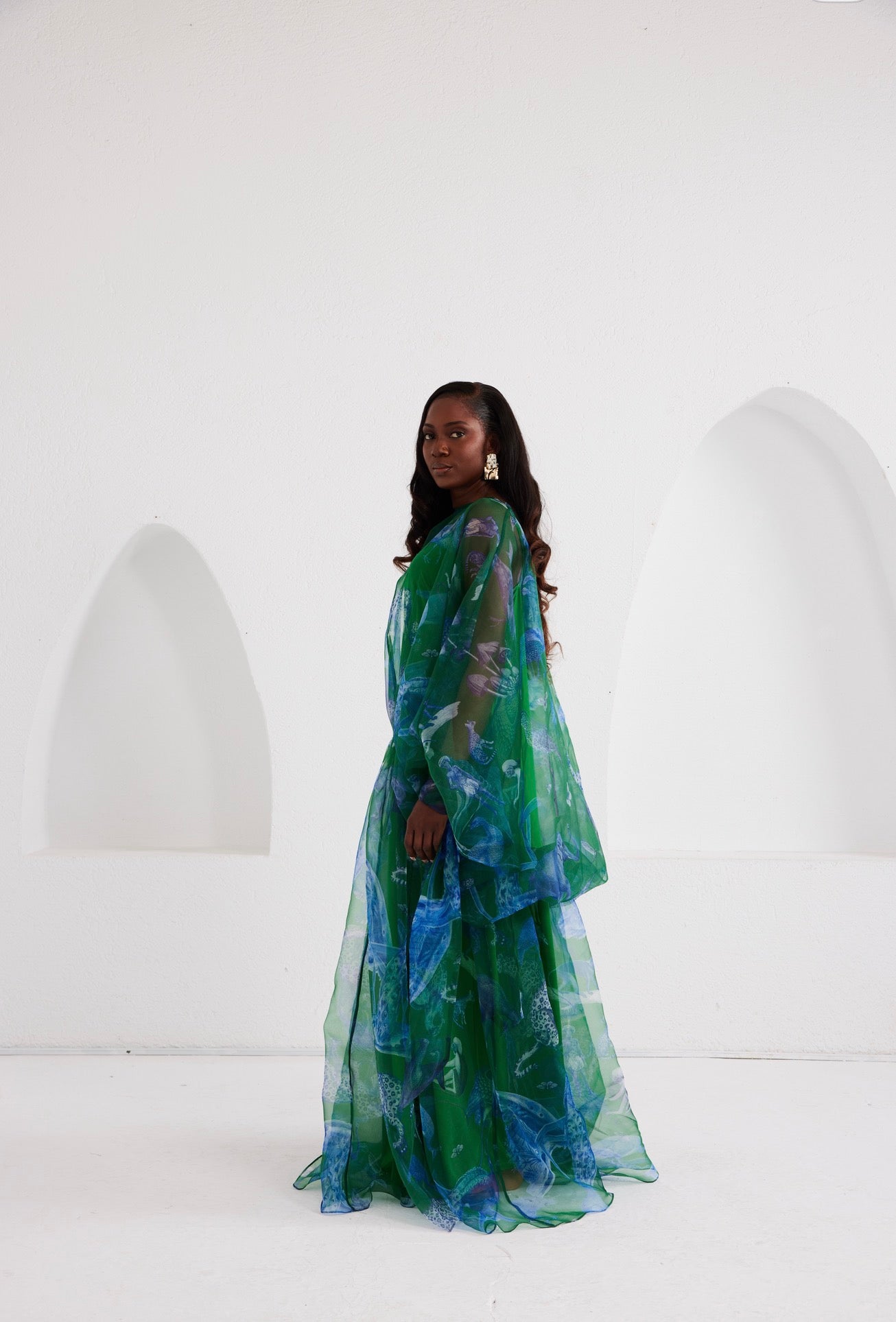 Maxi Kaftan Drop Waist - Lapis Escape Green