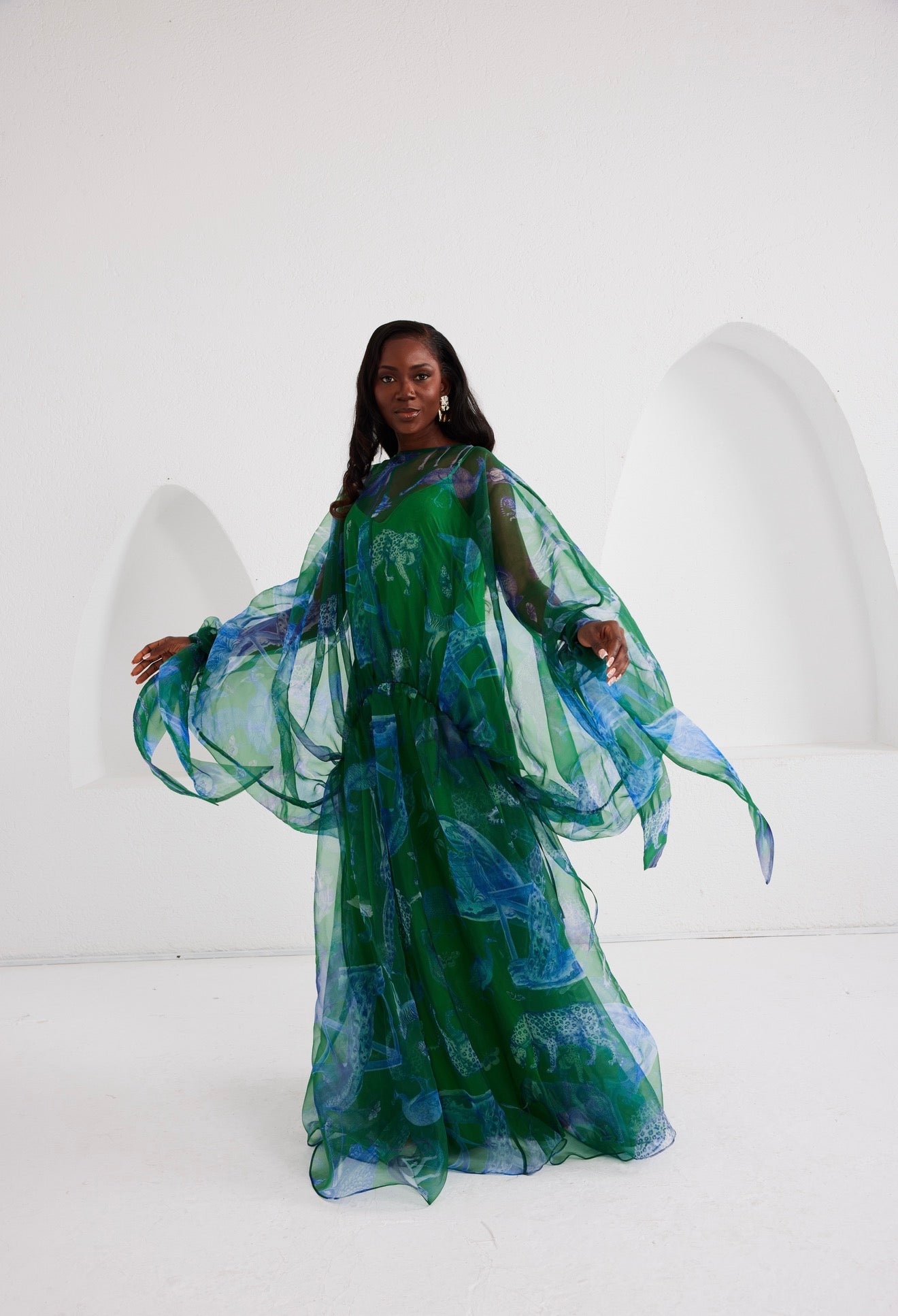 Maxi Kaftan Drop Waist - Lapis Escape Green
