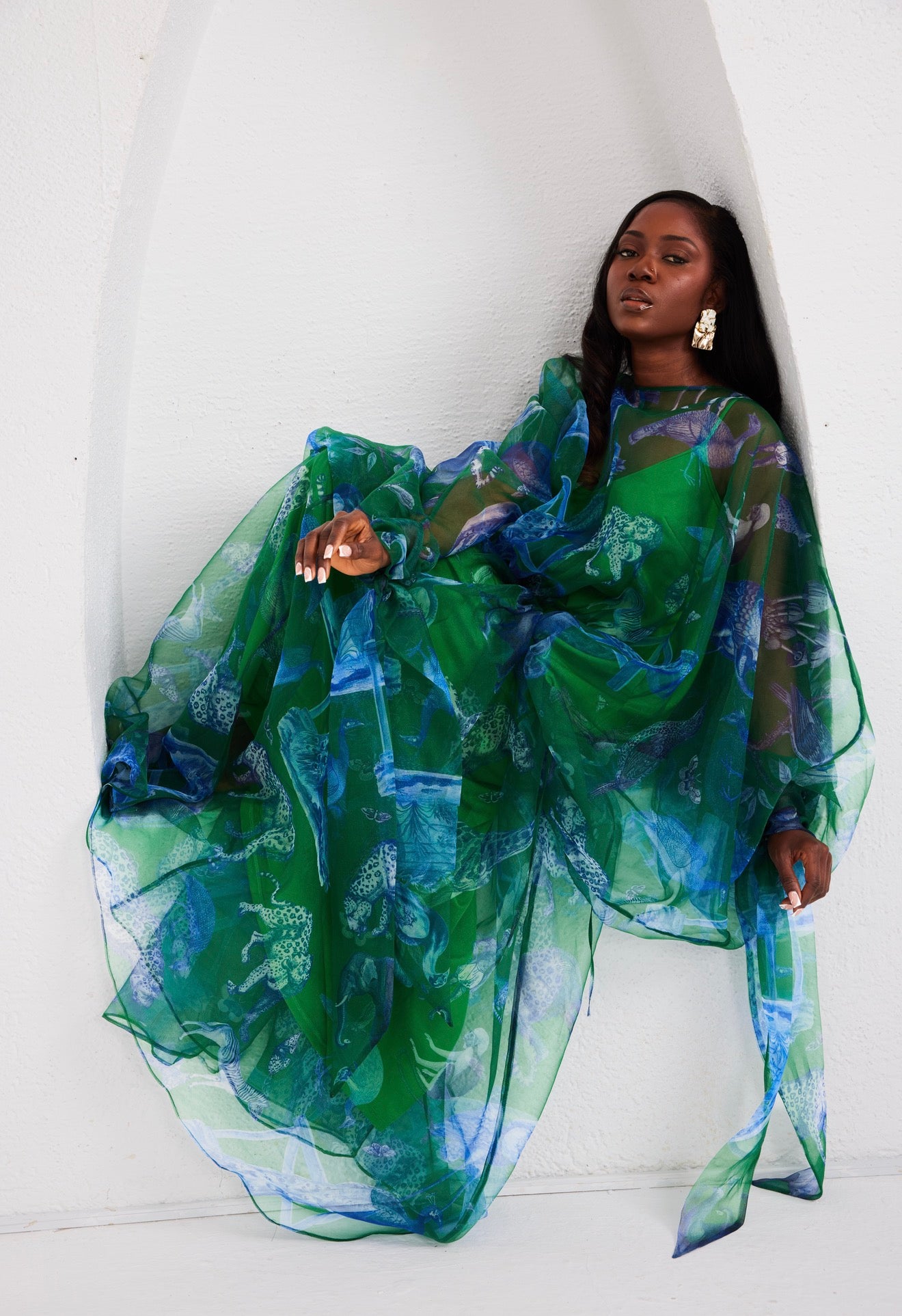 Maxi Kaftan Drop Waist - Lapis Escape Green
