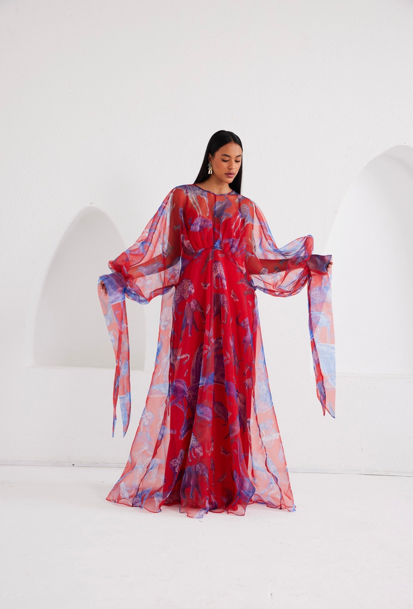Maxi Kaftan Empire Waist - Lapis Escape Red