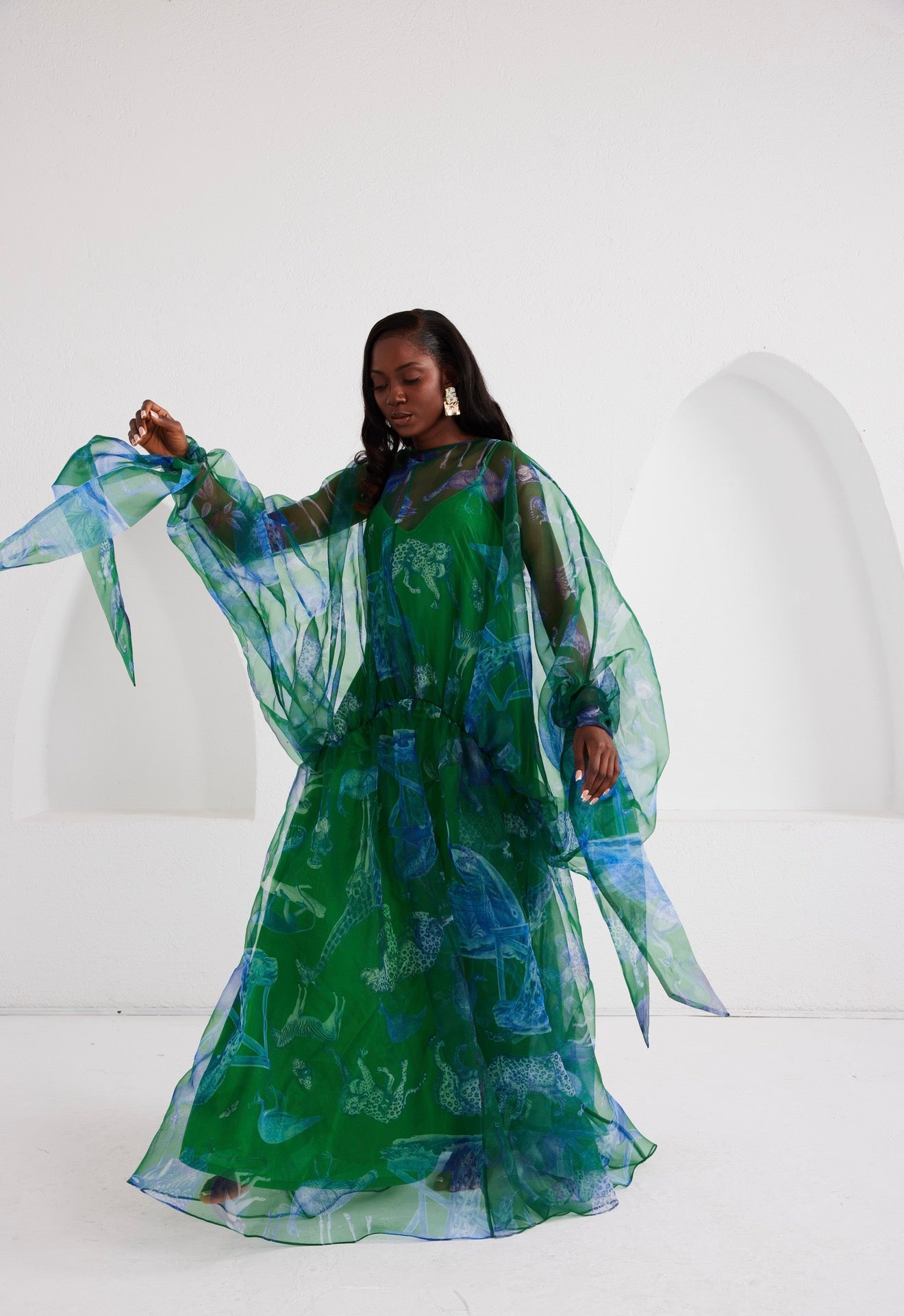 Maxi Kaftan Drop Waist - Lapis Escape Green