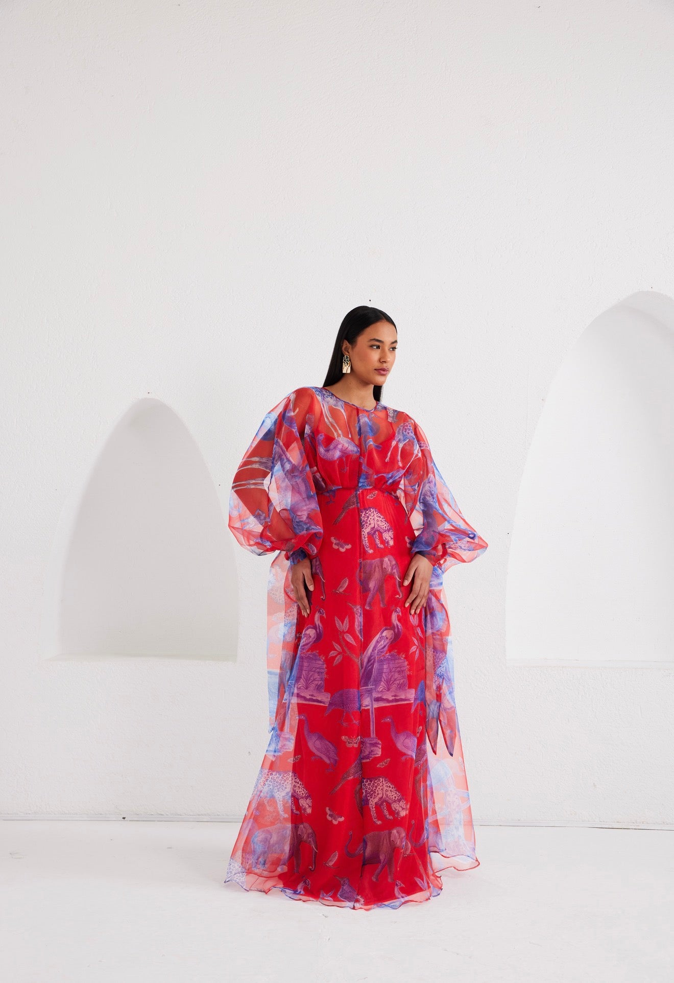 Maxi Kaftan Empire Waist - Lapis Escape Red